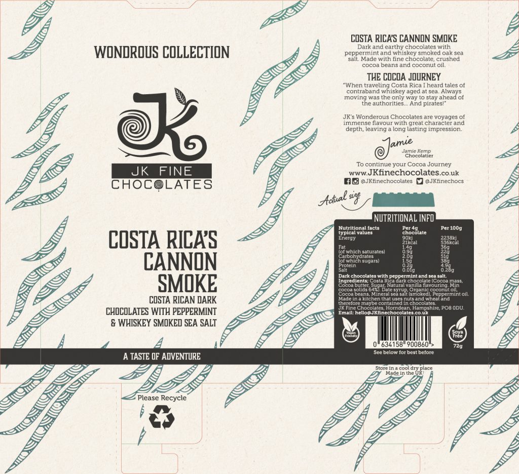 JK Fine Chocolates Wondrous packaging for Costa Rica's Cannon Smoke