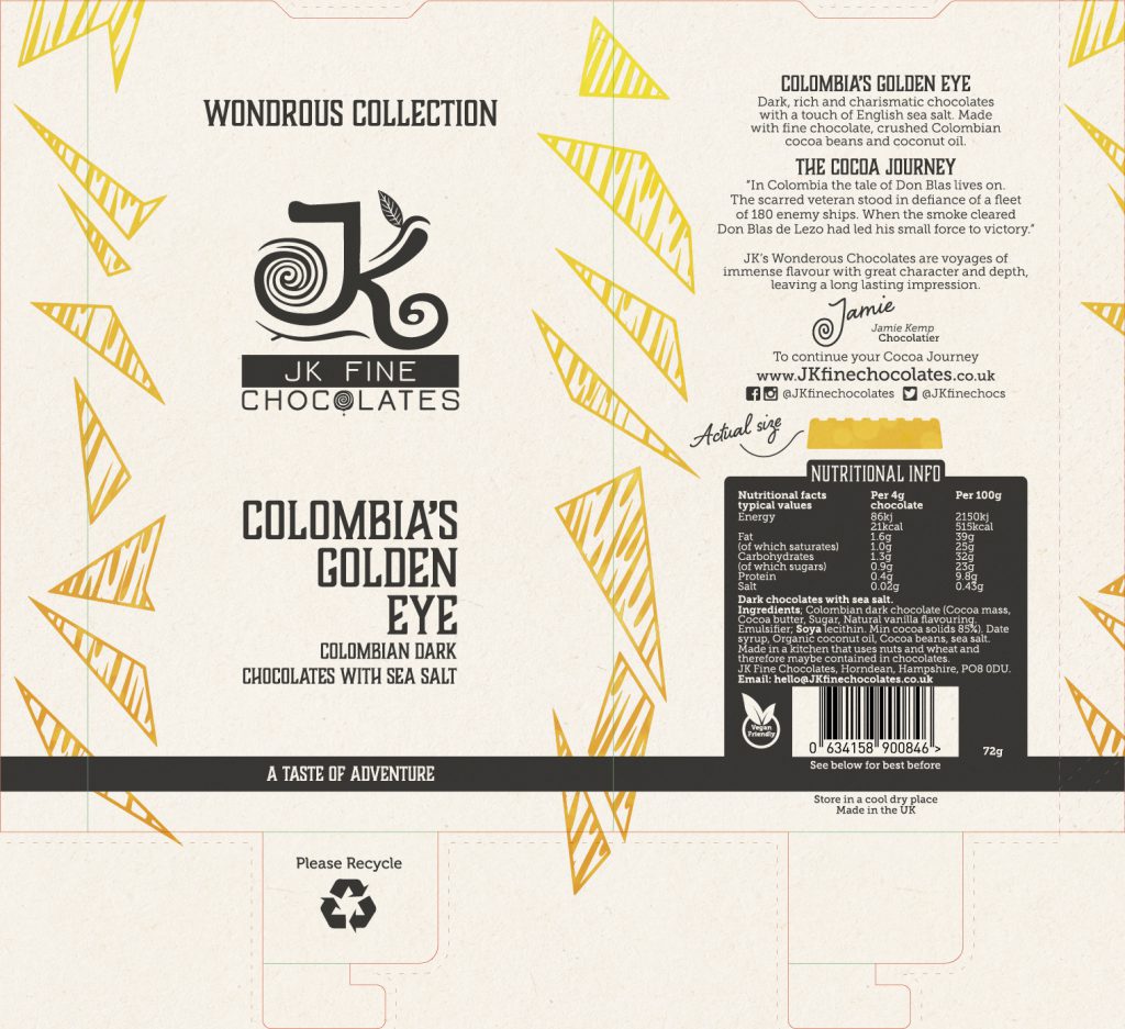 JK Fine Chocolates Wondrous packaging for Colombia's Golden Eye